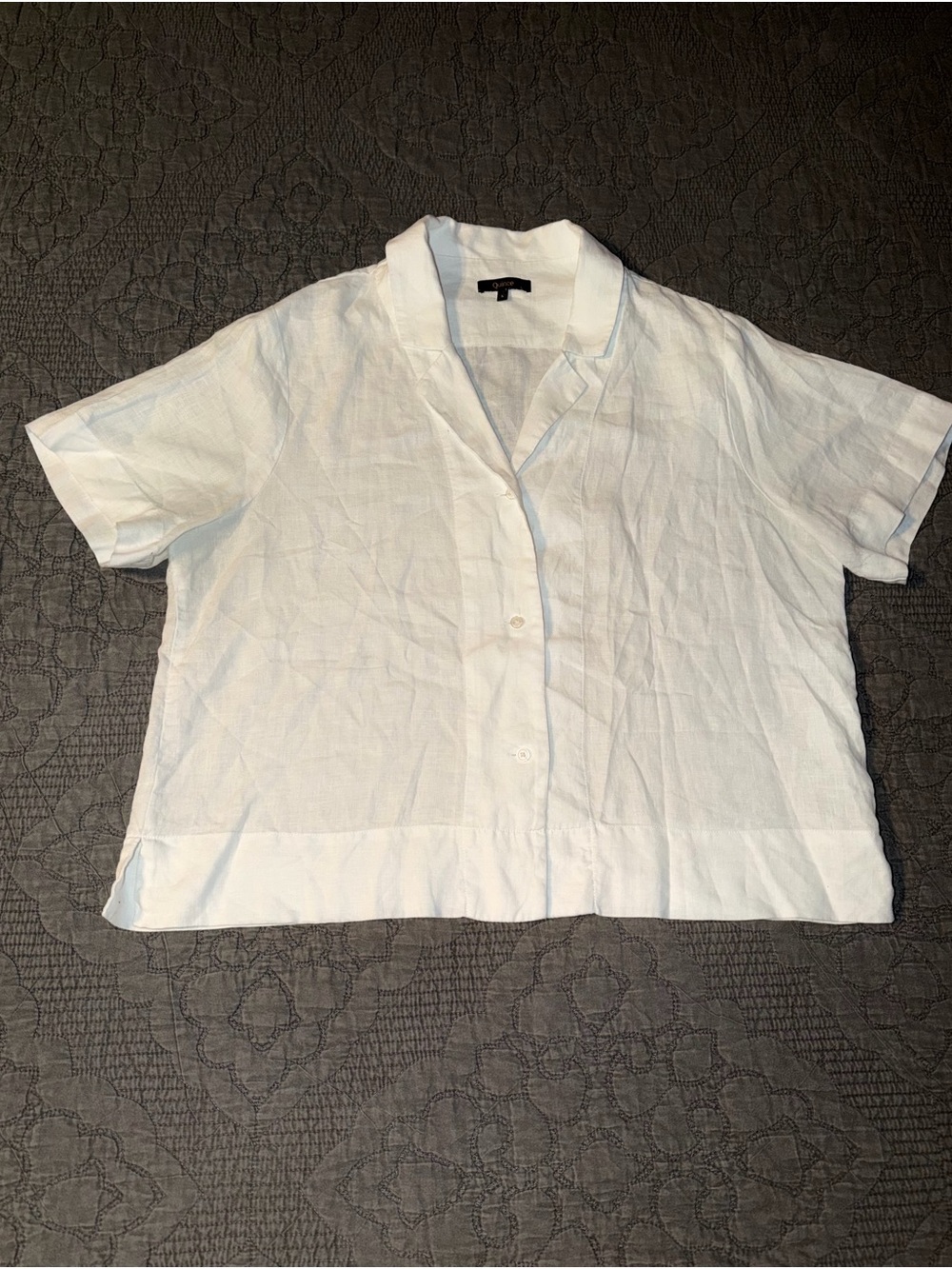 Quince 100% European Linen Short Sleeve Shirt White Women’s Size-L